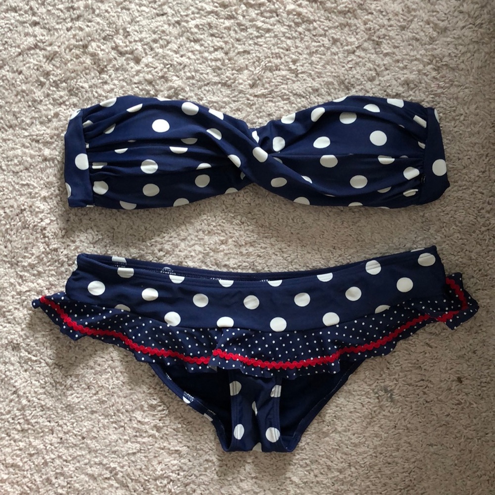La vie en rose strapless polkadot bikini